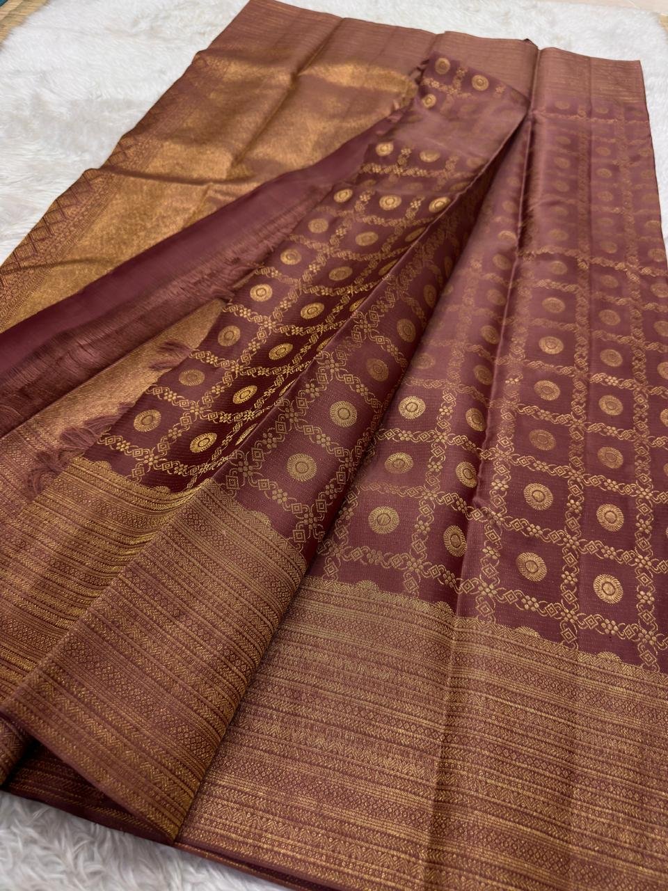Maroon  Kanchipuram Handloom Bridal Silk Saree